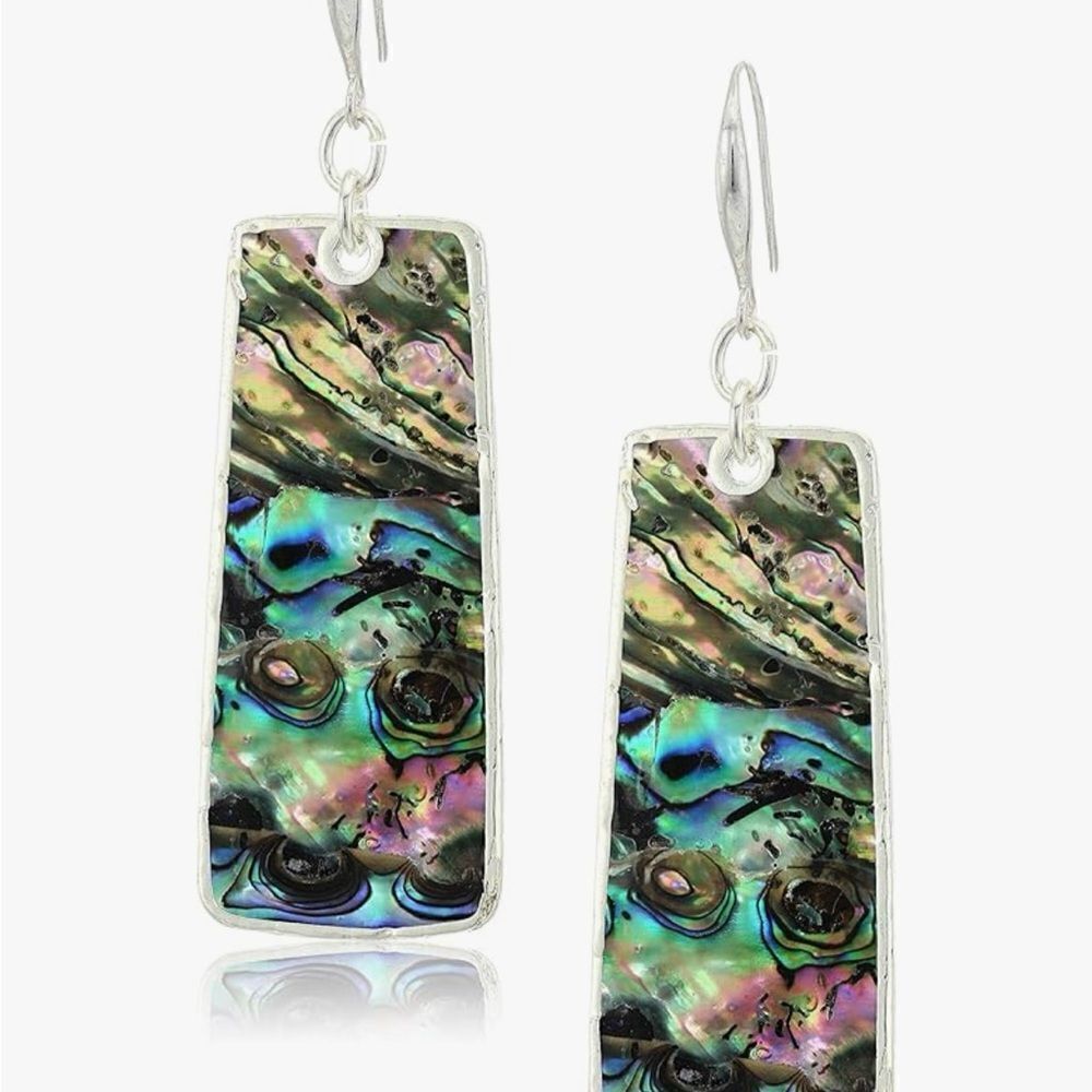 NWT Robert Lee Morris Absolutely Gorgeous Silver Tone Abalone Drop Long Earrings - Picture 6 of 16